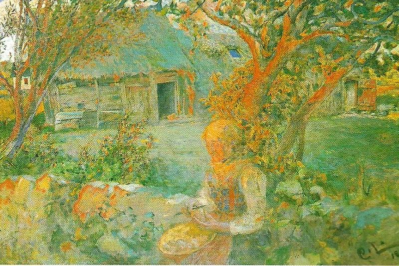 Carl Larsson de sista solstralarna oil painting picture